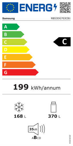 Etiqueta energética oficial de Samsung RB53DG703CB1