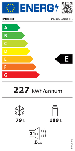 Etiqueta energética oficial de Indesit INC18D031B1 FR