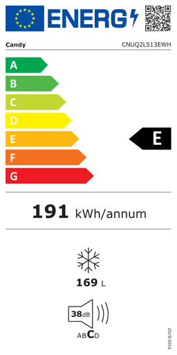 Etiqueta energética oficial de Candy CNUQ2L513EWH