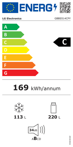 Etiqueta energética oficial de LG GBBS514CPY