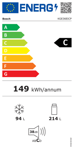 Etiqueta energética oficial de Bosch KGE36EICP