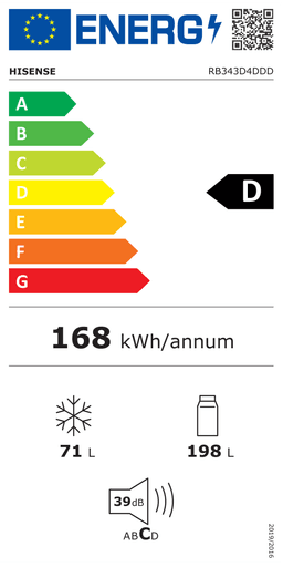 Etiqueta energética oficial de Hisense RB343D4DDD