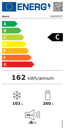 Etiqueta energética oficial de Bosch KGN397ICT