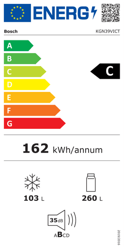 Etiqueta energética oficial de Bosch KGN39VICT