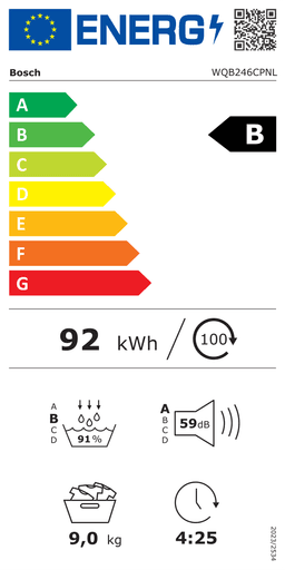 Etiqueta energética oficial de Bosch WQB246CPNL