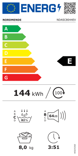 Etiqueta energética oficial de Nordmende NDASC8044EV