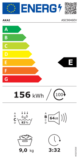 Etiqueta energética oficial de Akai ASC9046EV