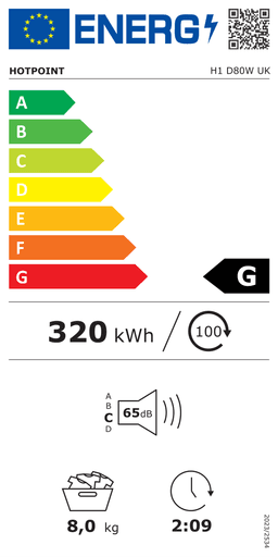 Etiqueta energética oficial de Hotpoint H1 D80W UK