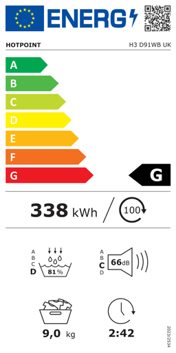 Etiqueta energética oficial de Hotpoint H3 D91WB UK