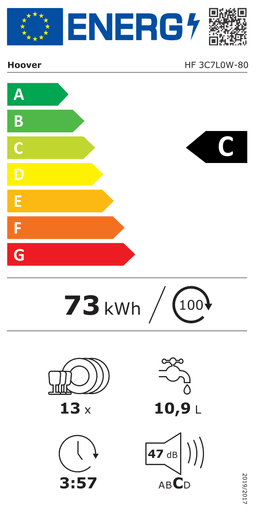 Etiqueta energética oficial de Hoover HF 3C7L0W-80