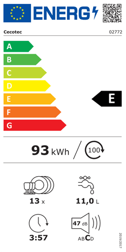 Etiqueta energética oficial de Cecotec 02772