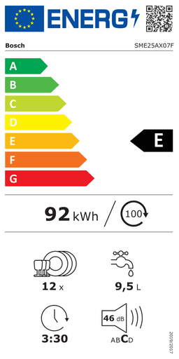 Etiqueta energética oficial de Bosch SME25AX07F