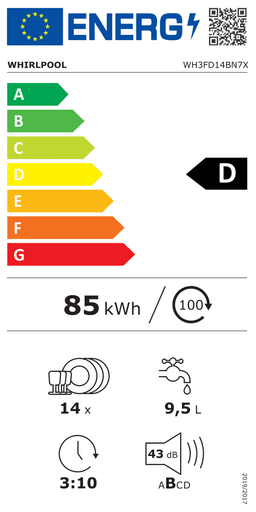 Etiqueta energética oficial de Whirlpool WH3FD14BN7X