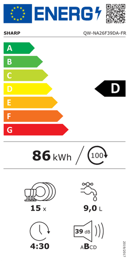 Etiqueta energética oficial de Sharp QW-NA26F39DA-FR