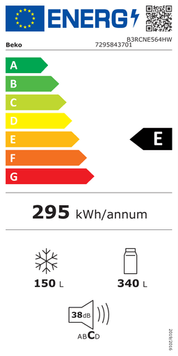 Etiqueta energética oficial de Beko B3RCNE564HW 7295843701
