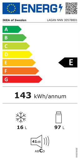 Etiqueta energética oficial de IKEA LAGAN NNN 30578801