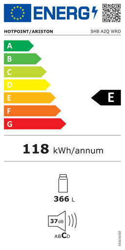 Etiqueta energética oficial de Hotpoint Ariston SH8 A2Q WRD