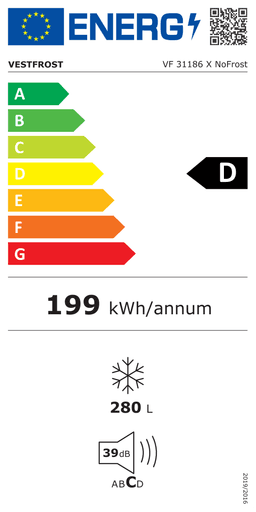 Etiqueta energética oficial de Vestfrost VF 31186 X NoFrost