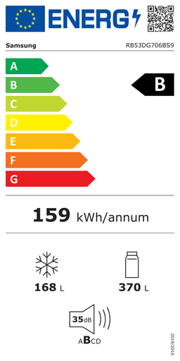Etiqueta energética oficial de Samsung RB53DG706BS9