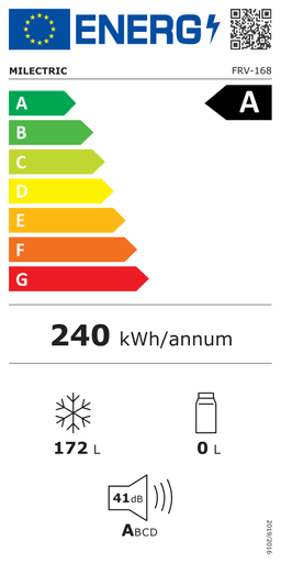 Etiqueta energética oficial de Milectric FRV-168