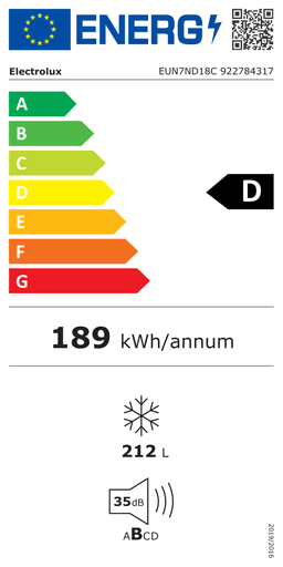 Etiqueta energética oficial de Electrolux EUN7ND18C 922784317