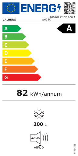 Etiqueta energética oficial de Valberg 10010272 CF 200 A W625C