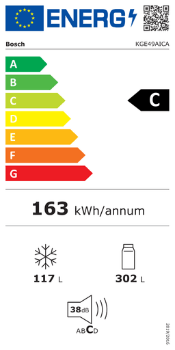 Etiqueta energética oficial de Bosch KGE49AICA