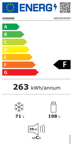 Etiqueta energética oficial de Hisense RB343D4DWF