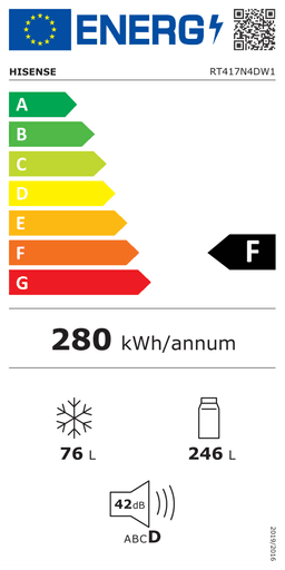 Etiqueta energética oficial de Hisense RT417N4DW1
