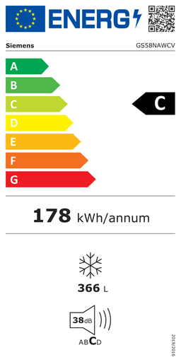 Etiqueta energética oficial de Siemens GS58NAWCV