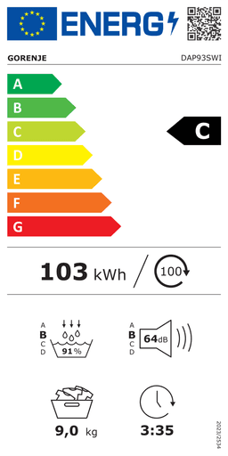 Etiqueta energética oficial de Gorenje DAP93SWI