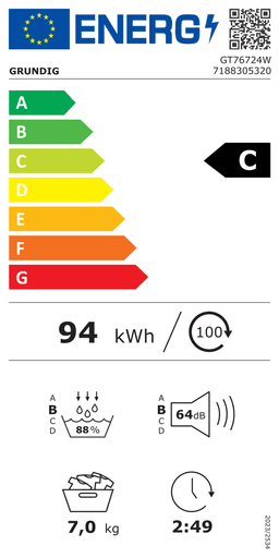 Etiqueta energética oficial de Grundig GT76724W 7188305320