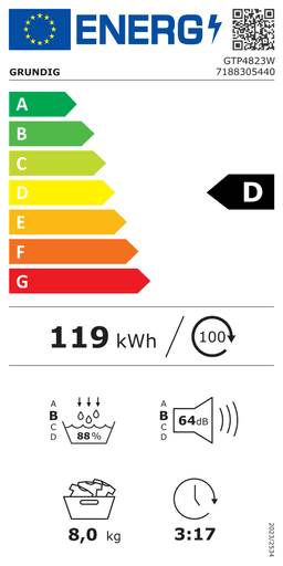 Etiqueta energética oficial de Grundig GTP4823W 7188305440