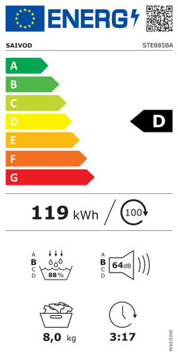Etiqueta energética oficial de Saivod STE885BA