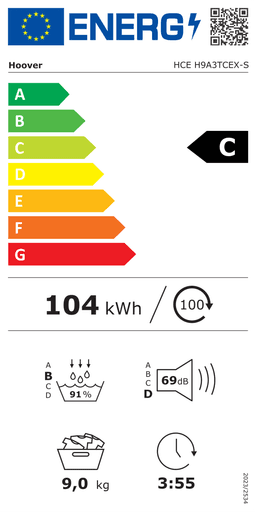 Etiqueta energética oficial de Hoover HCE H9A3TCEX-S