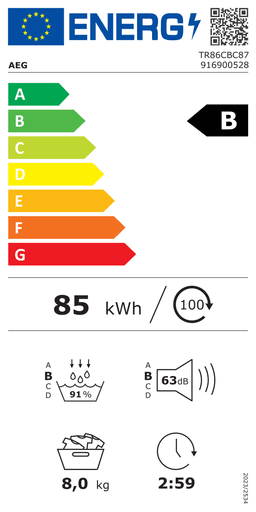 Etiqueta energética oficial de AEG TR86CBC87 916900528