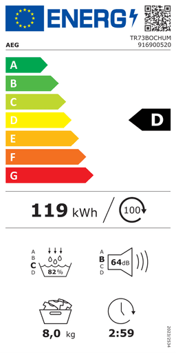 Etiqueta energética oficial de AEG TR73BOCHUM 916900520