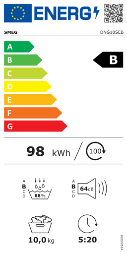 Etiqueta energética oficial de Smeg DNG10SEB