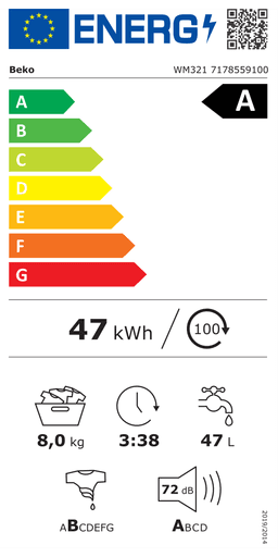 Etiqueta energética oficial de Beko WM321 7178559100