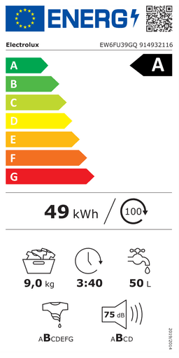 Etiqueta energética oficial de Electrolux EW6FU39GQ 914932116